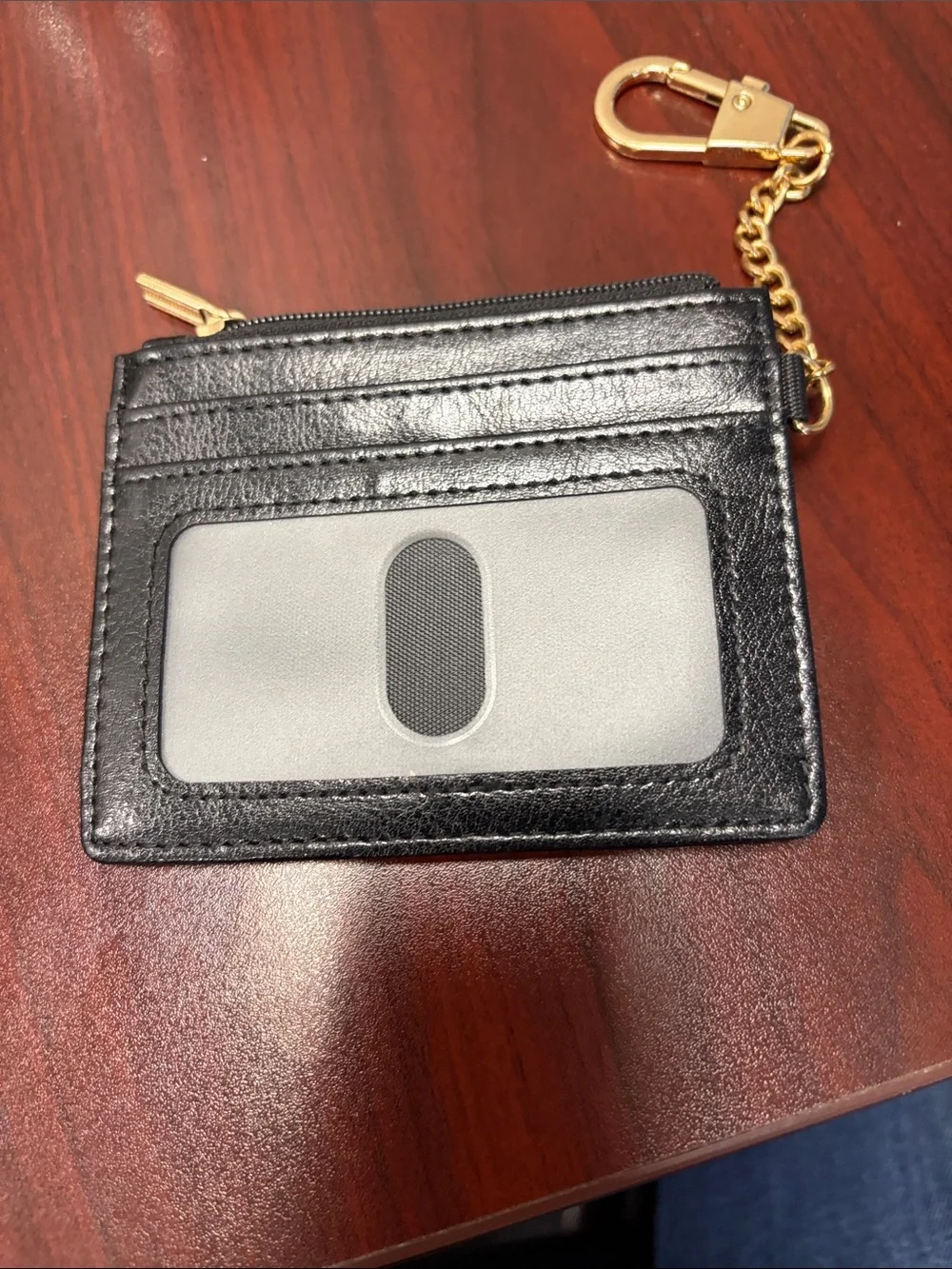 Black PU Leather Card Holder with Gold Bee Accent - Unbranded